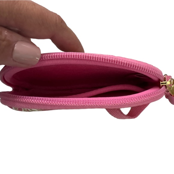 Lilly Pulitzer Pink And Green Microfiber Paisley Wristlet ID Wallet Mini 5.5” - Picture 5 of 5
